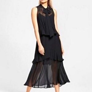 Who What Wear BLK sheer collar tied dress.